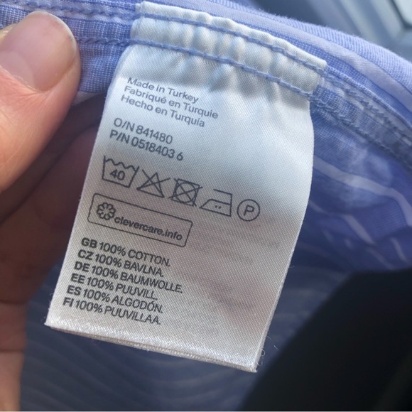 H&M L.O.G.G blue and white striped cotton button down shirt - Picture 6 of 6